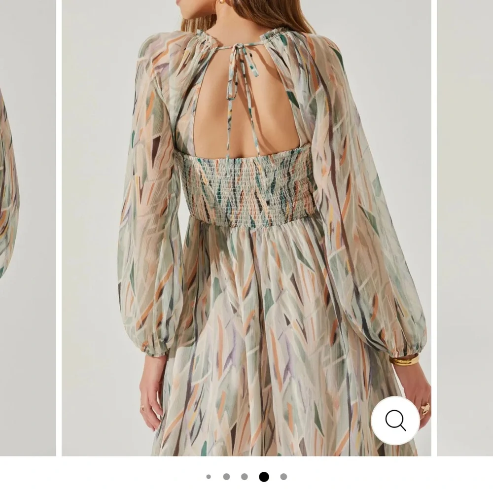 Elegant Long Sleeve Patterned Maxi Dress Revolver - Picture 4 of 4